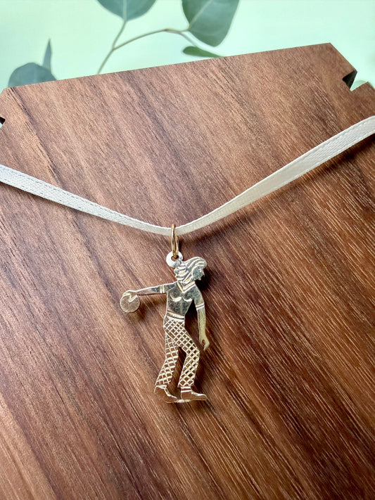 Yellow Gold Vintage Female Bowler Pendant