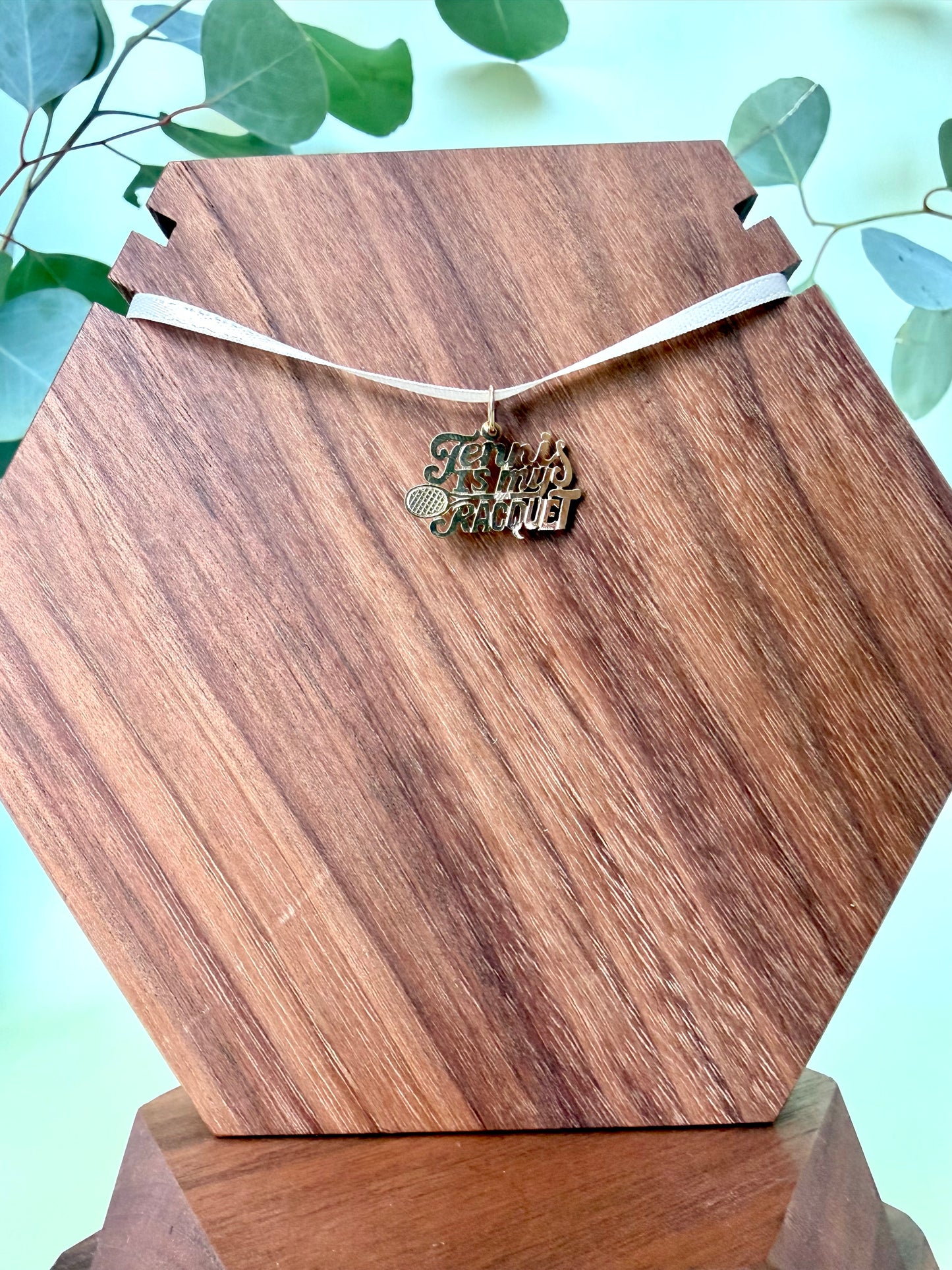 Tennis is My Racquet Pendant in Yellow Gold