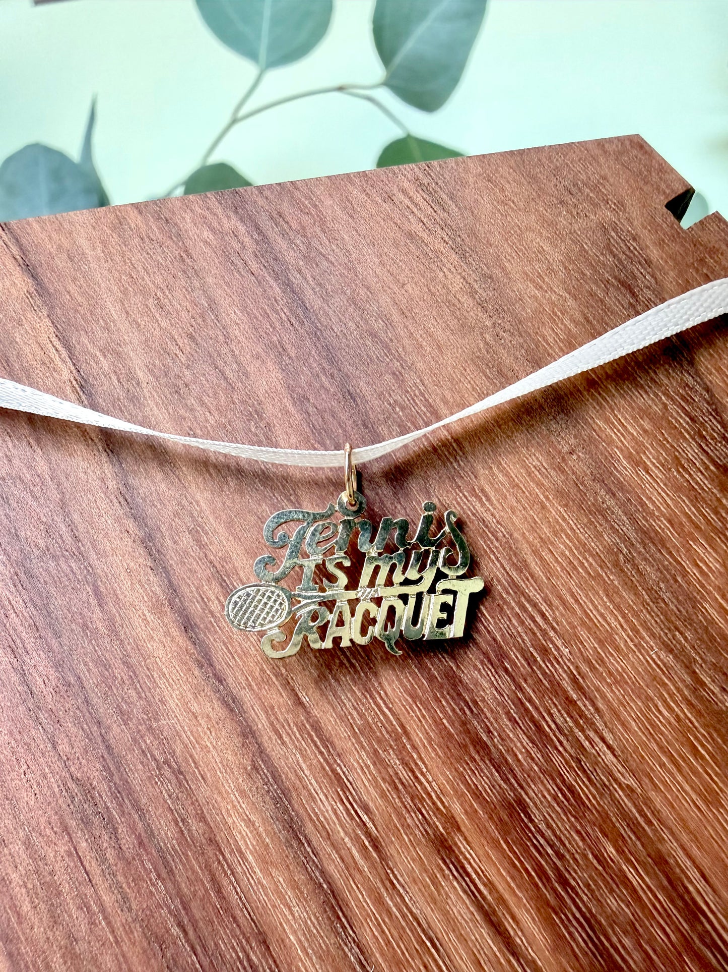 Tennis is My Racquet Pendant in Yellow Gold