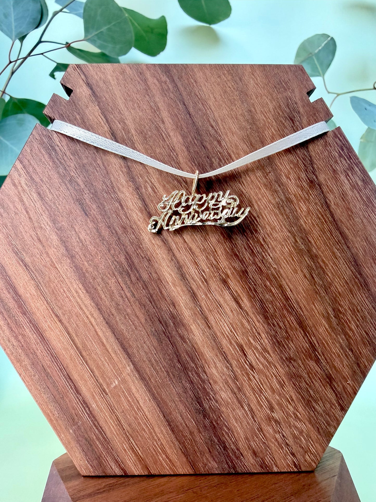 Happy Anniversary Pendant in Yellow Gold
