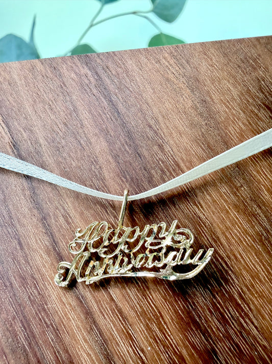 Happy Anniversary Pendant in Yellow Gold