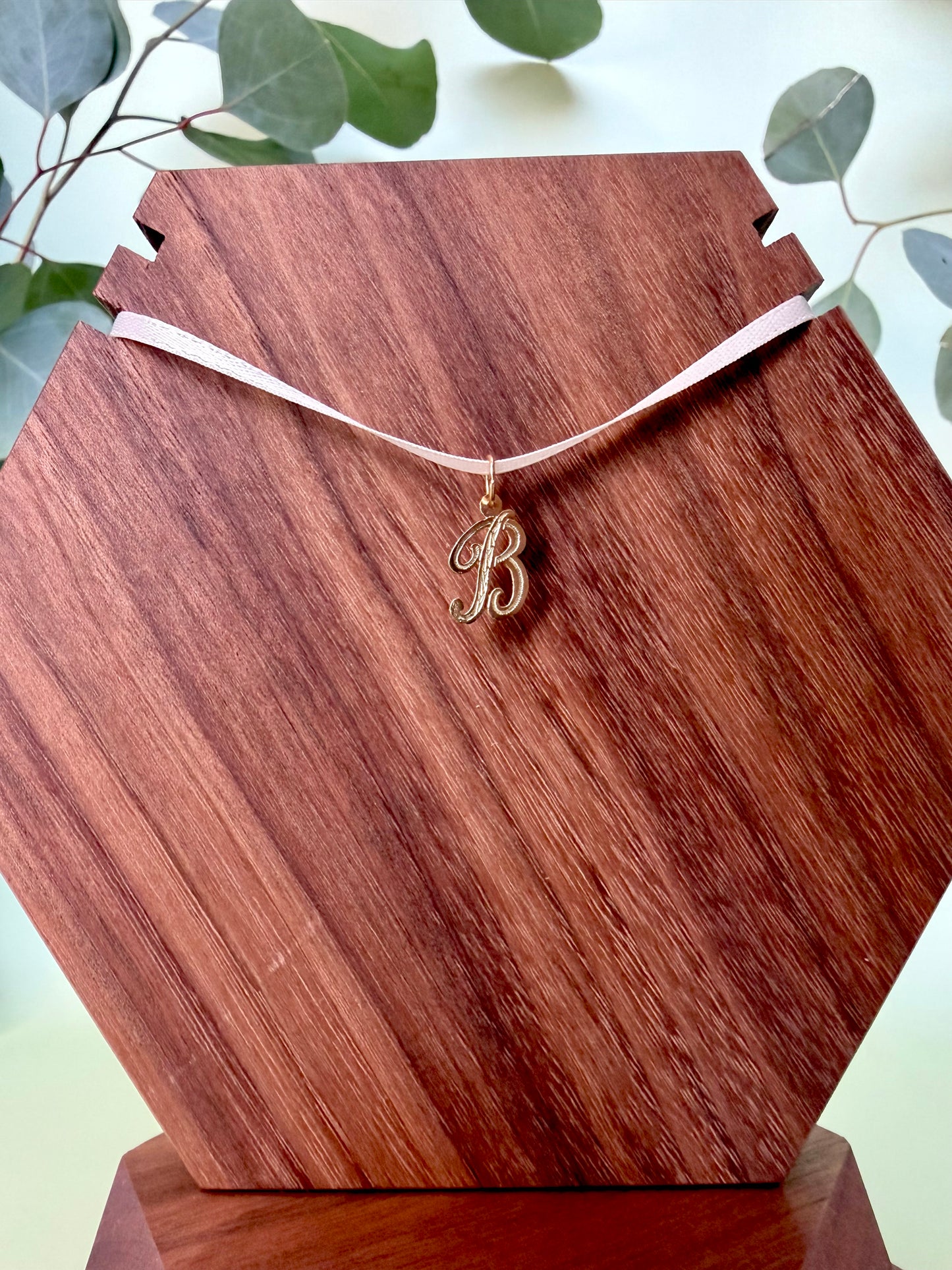 Yellow Gold "B" Initial Pendant