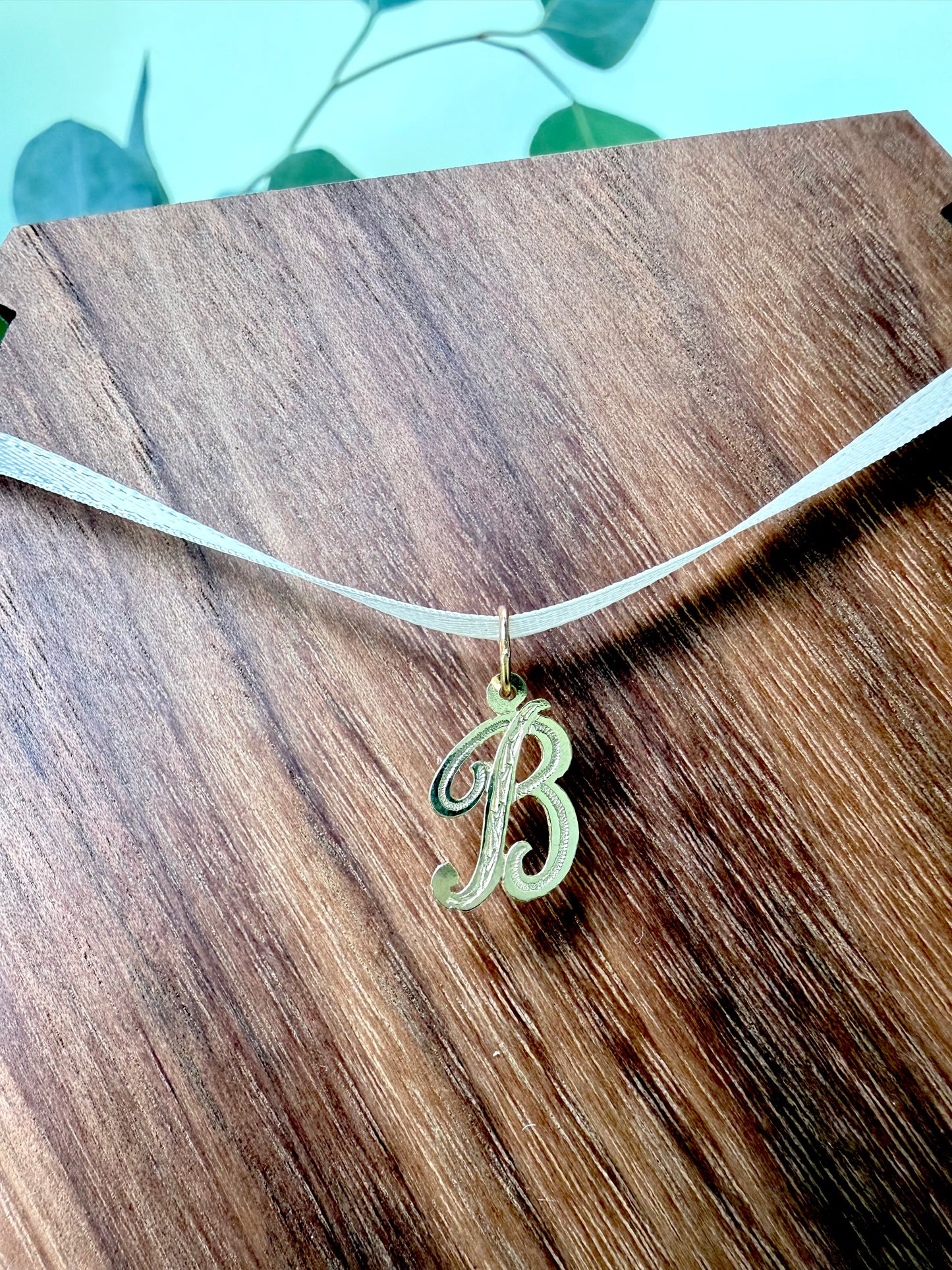 Yellow Gold "B" Initial Pendant