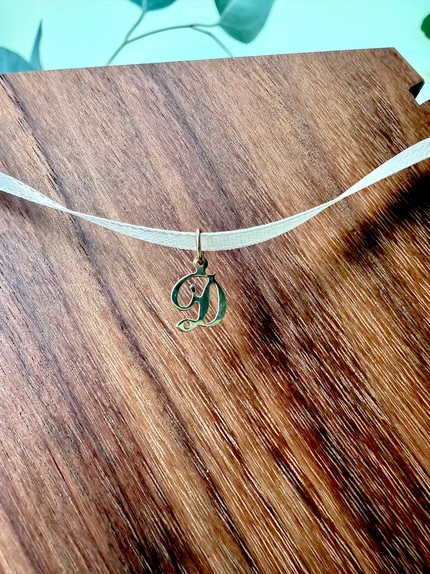 Yellow Gold "D" Initial Pendant