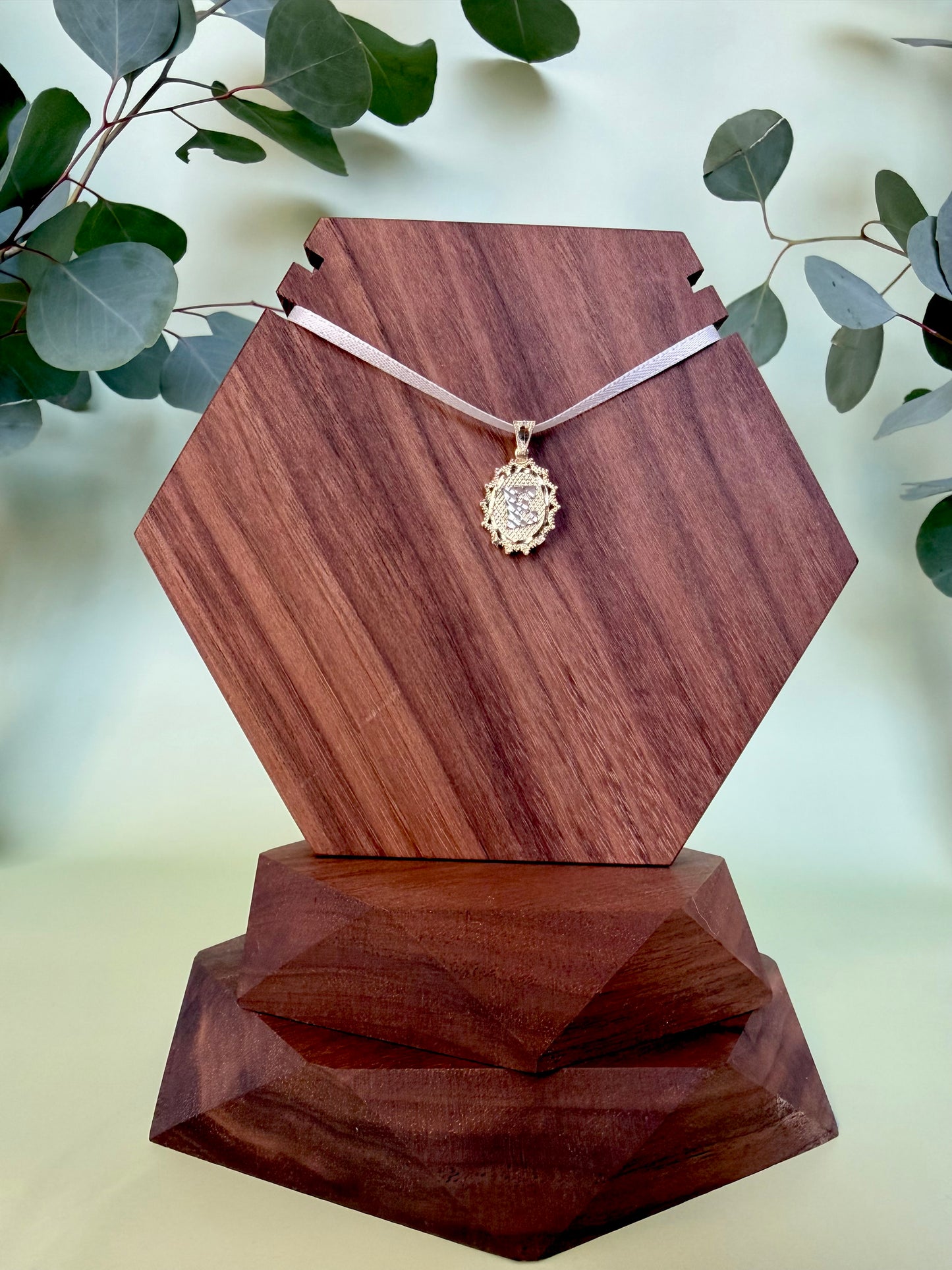 Yellow Gold "E" Initial Oval Pendant