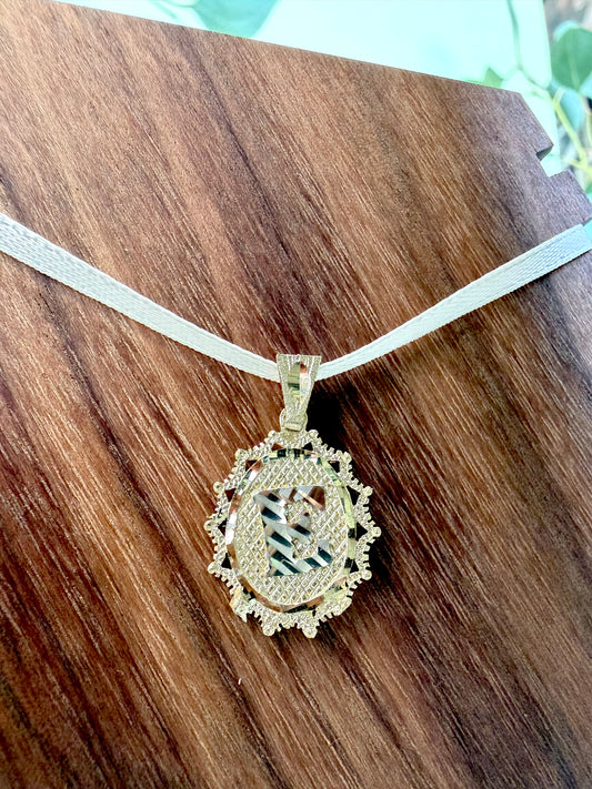 Yellow Gold "E" Initial Oval Pendant