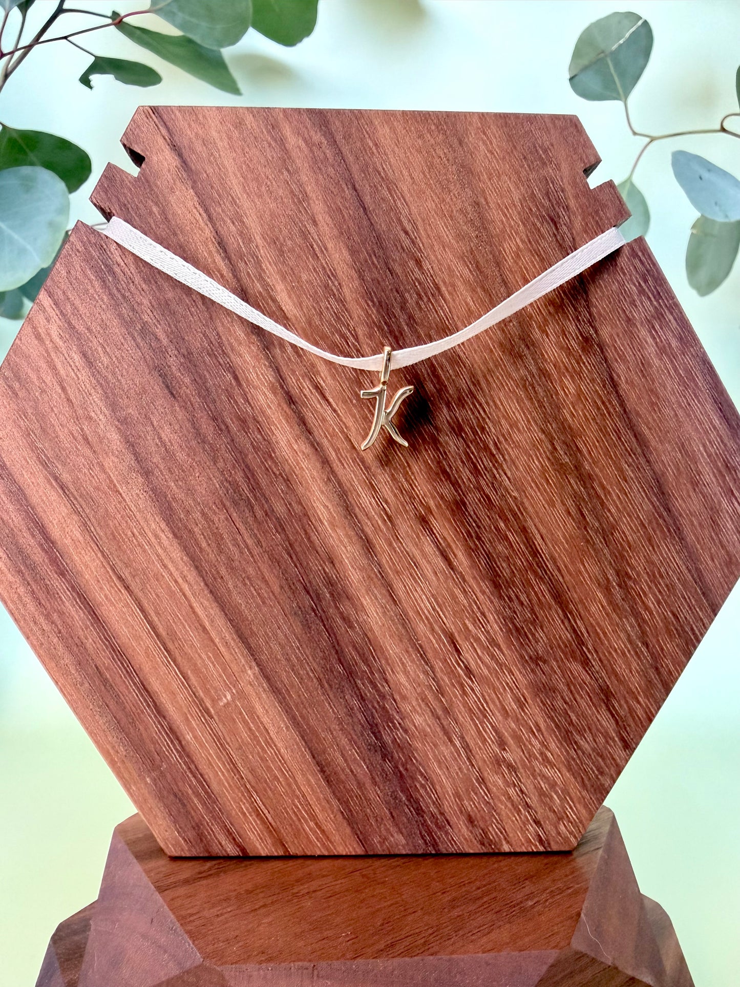 Yellow Gold "K" Initial Pendant