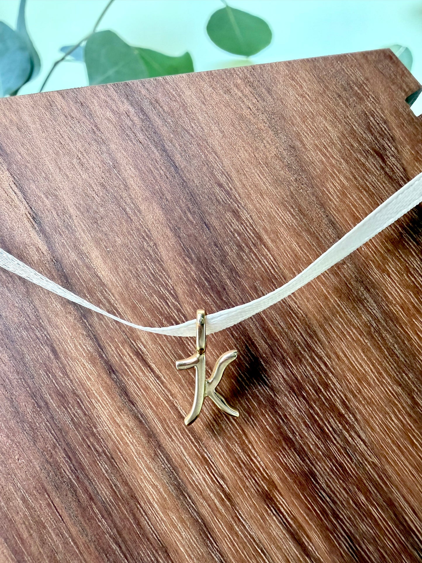Yellow Gold "K" Initial Pendant