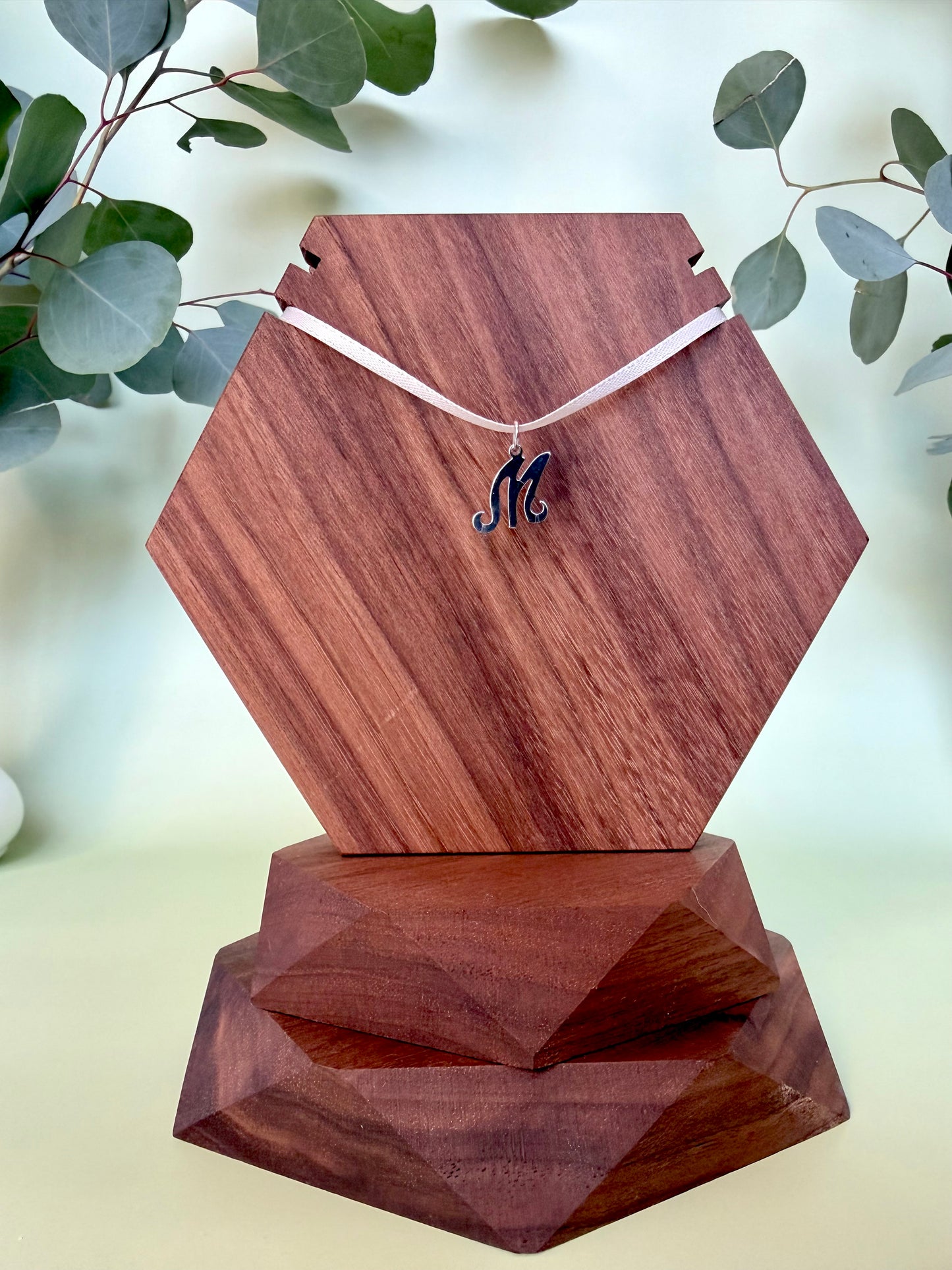 White Gold "M" Initial Pendant