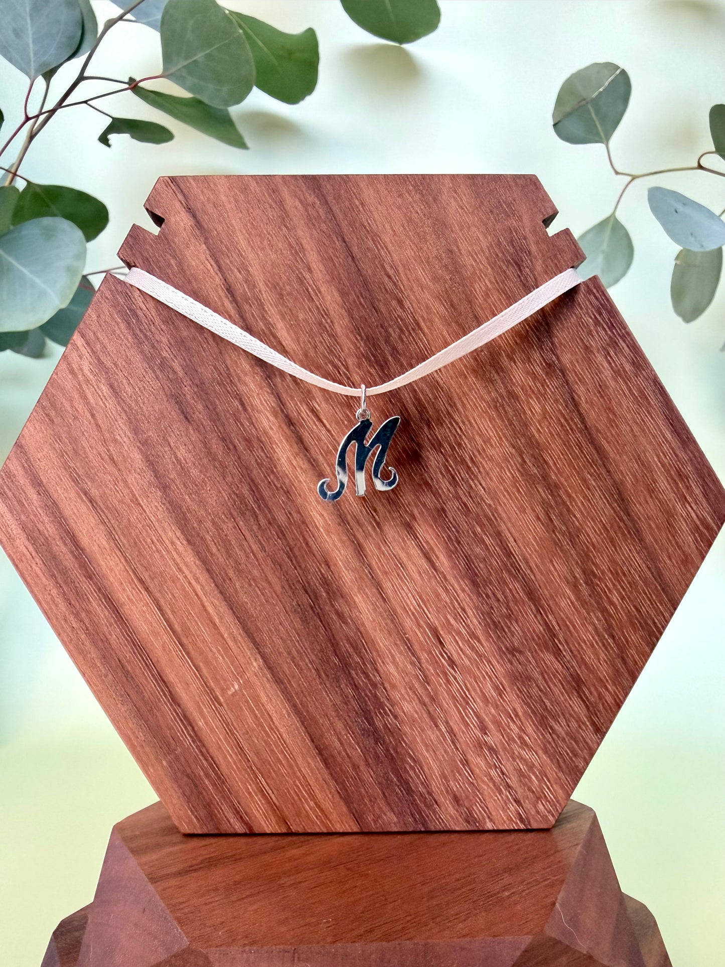 White Gold "M" Initial Pendant
