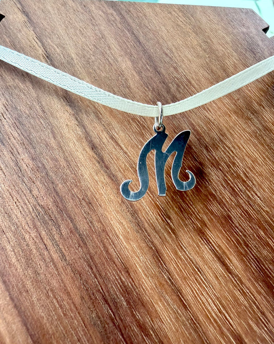 White Gold "M" Initial Pendant