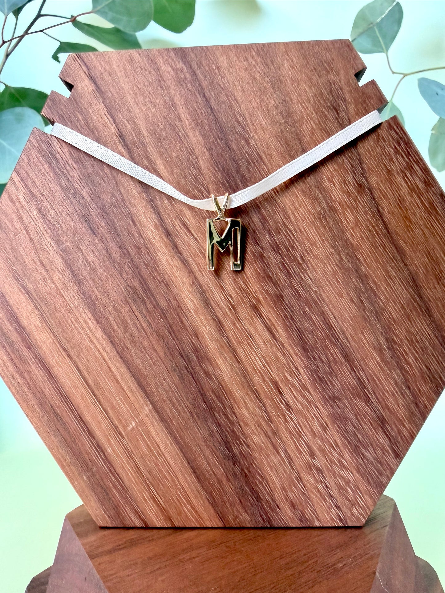 Yellow Gold "M" Initial Pendant