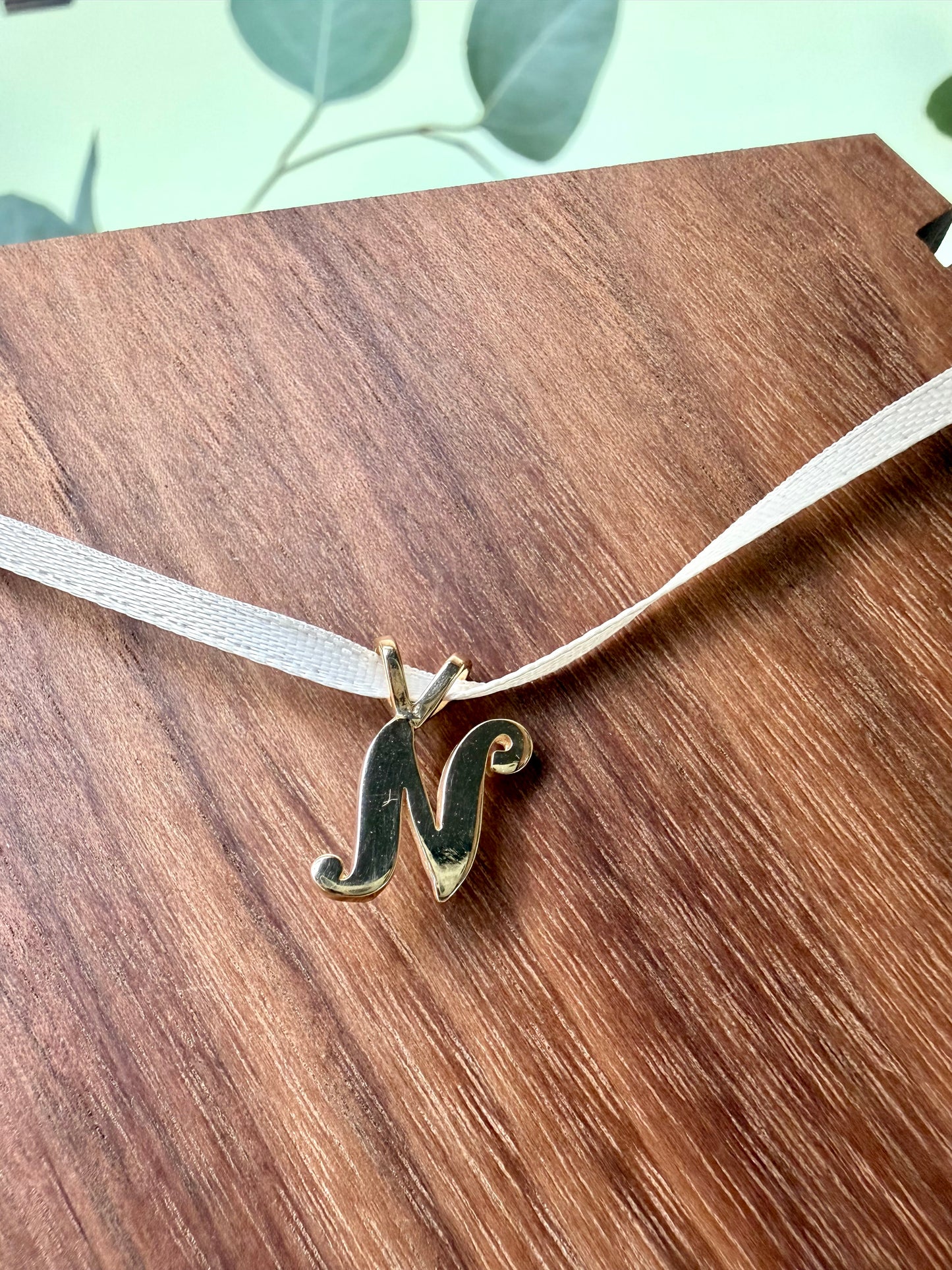 Yellow Gold "N" Initial Pendant