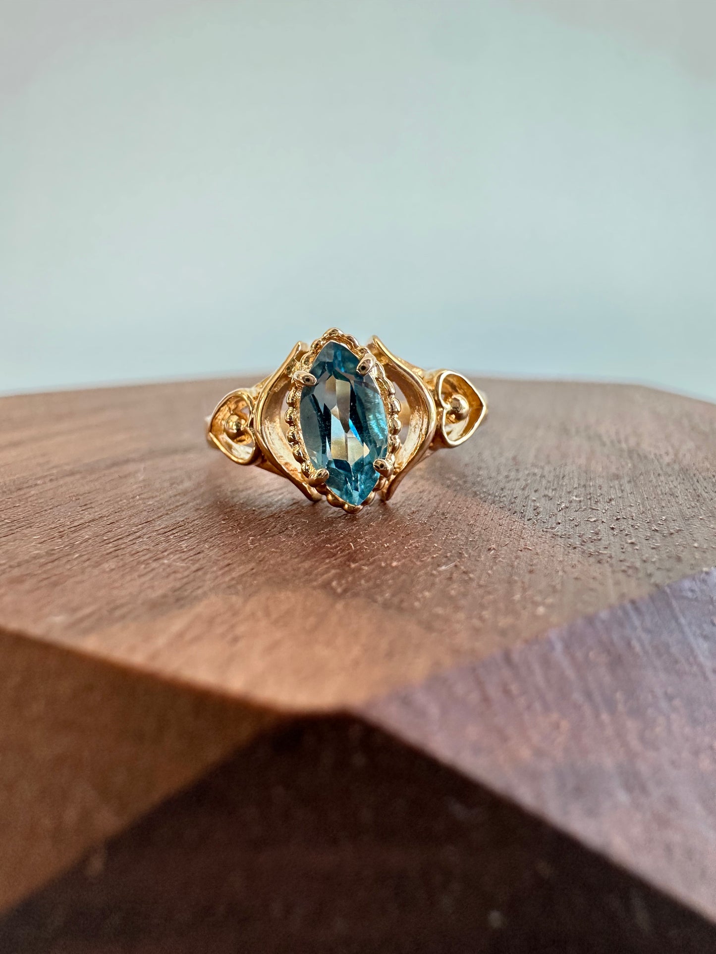 Marquis Cut Blue Topaz Ring