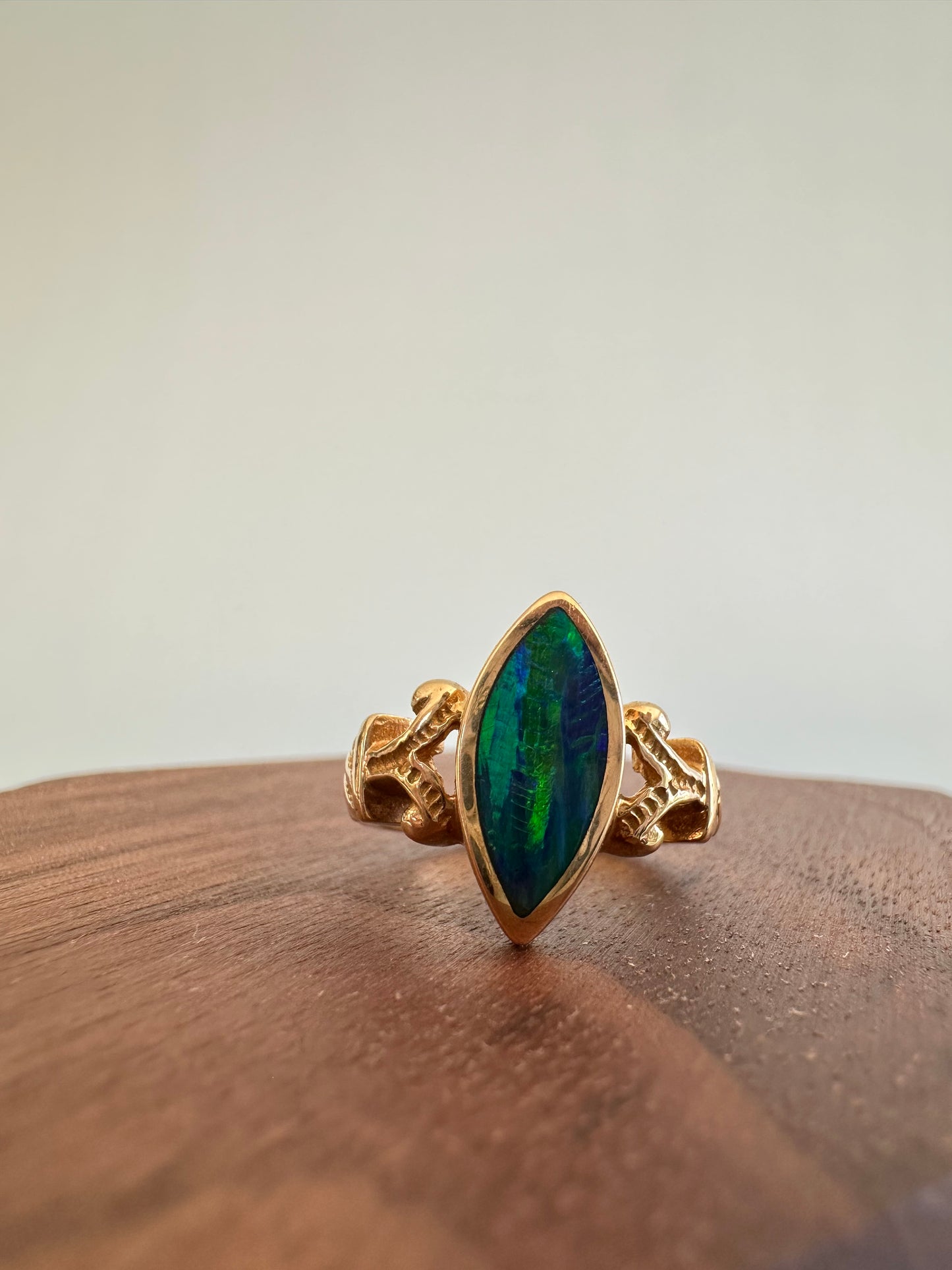 Marquis Cut Natural Opal Ring