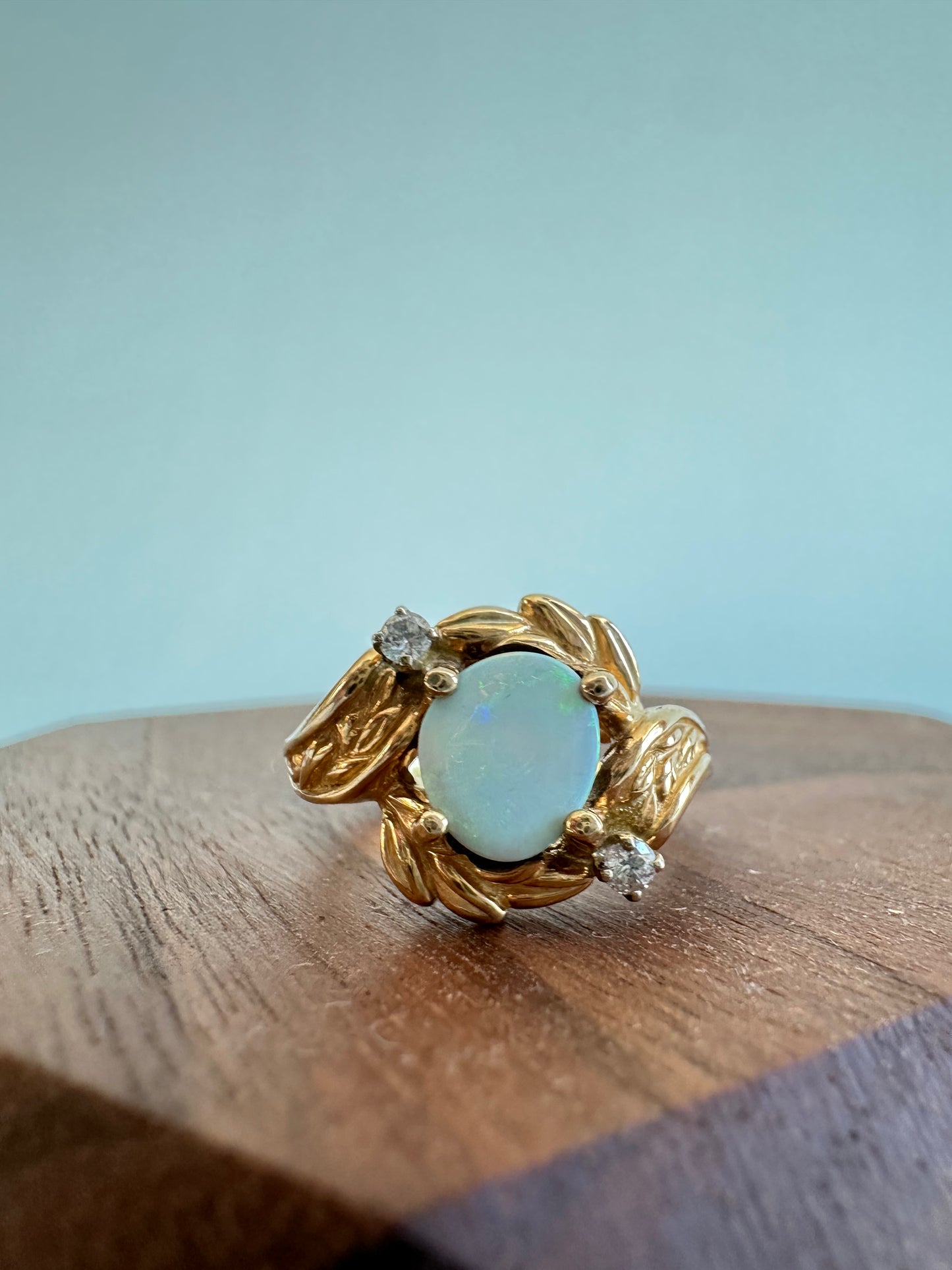 Round Freeform White Opal Ring