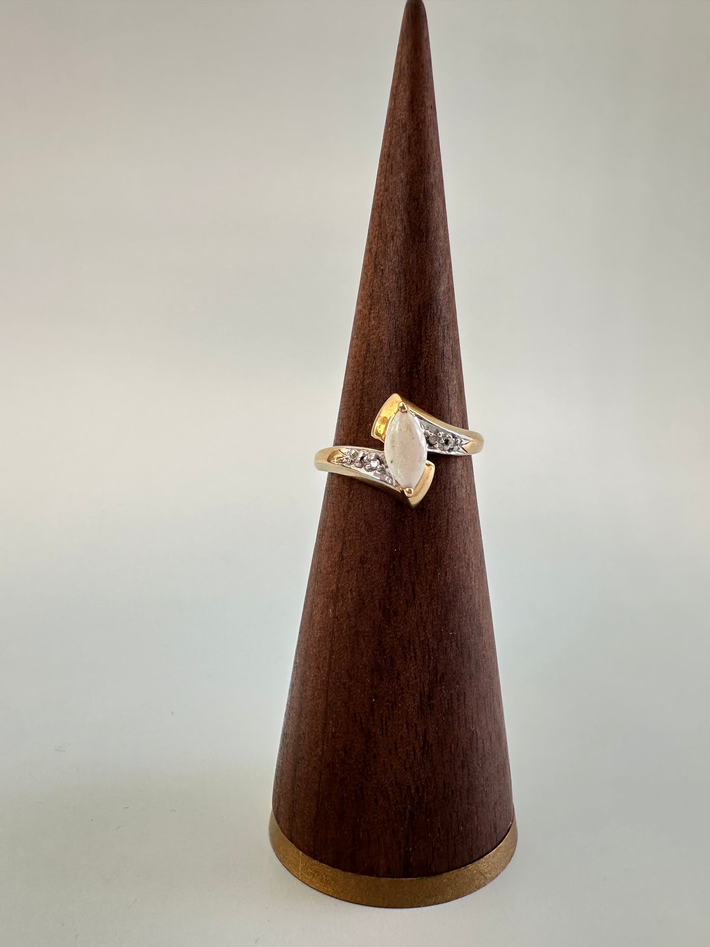 Marquis Cut White Opal Ring