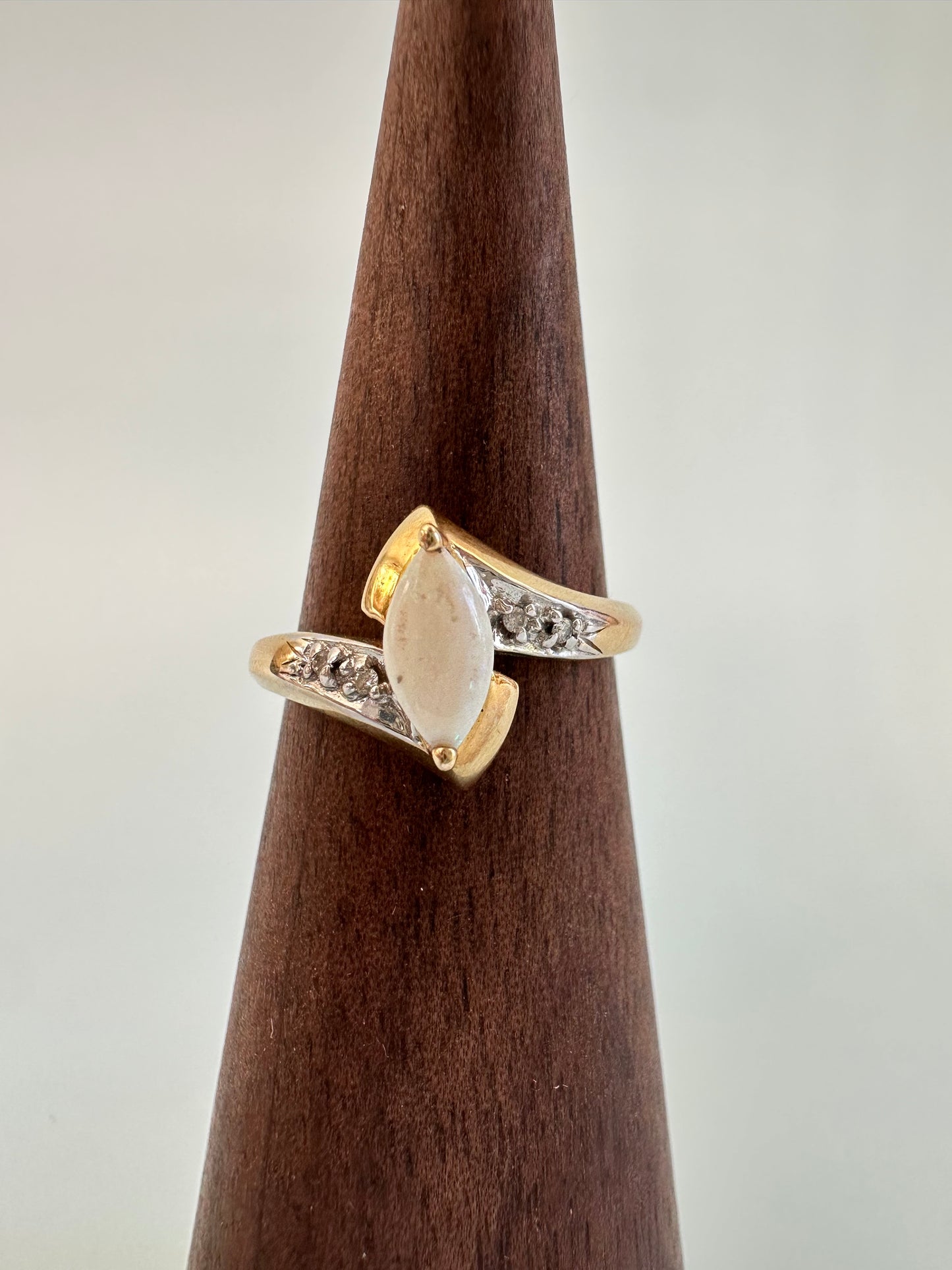 Marquis Cut White Opal Ring