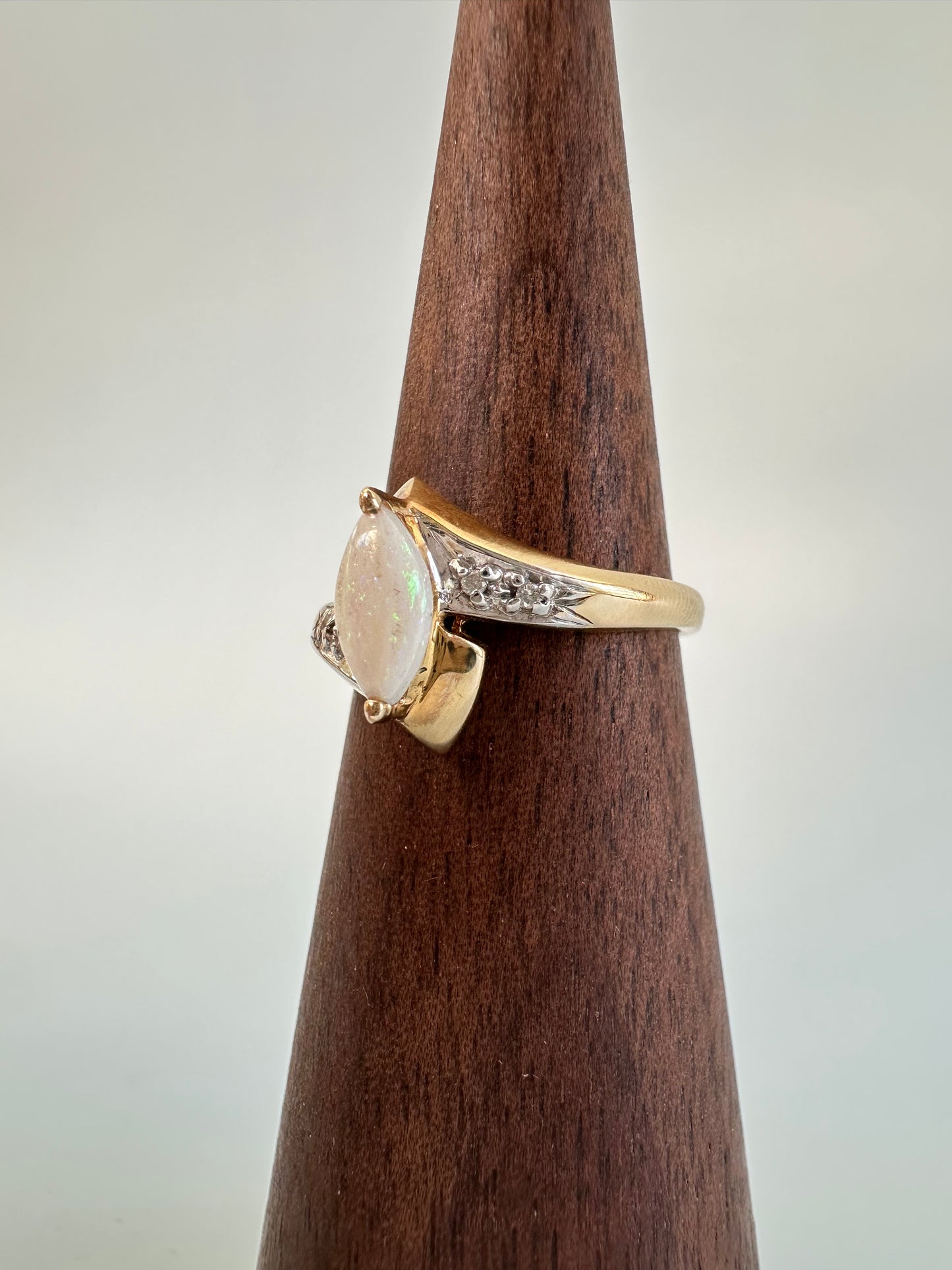 Marquis Cut White Opal Ring