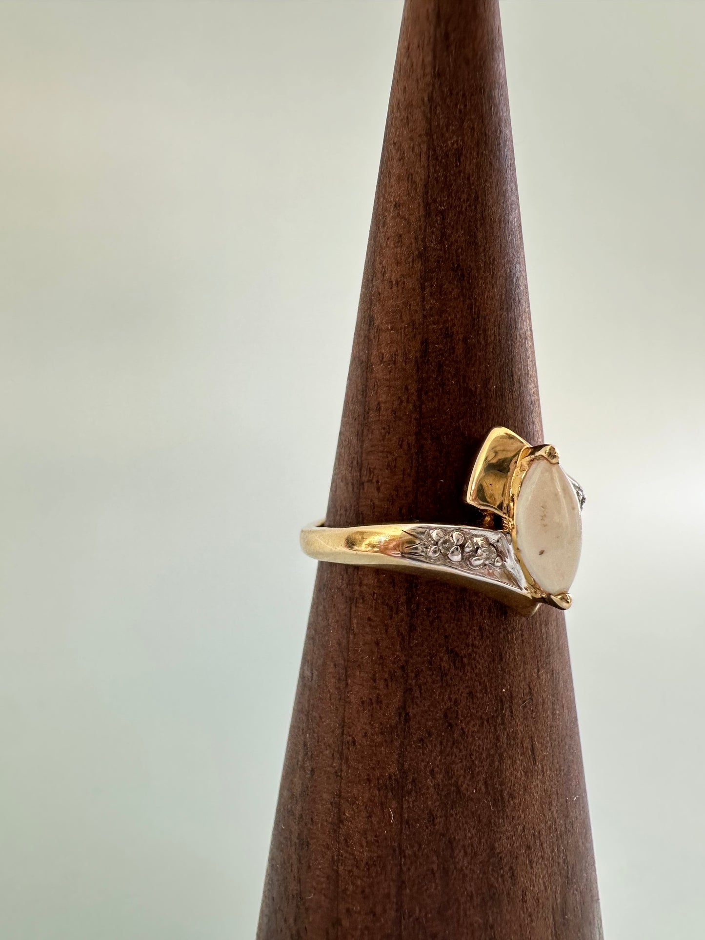 Marquis Cut White Opal Ring