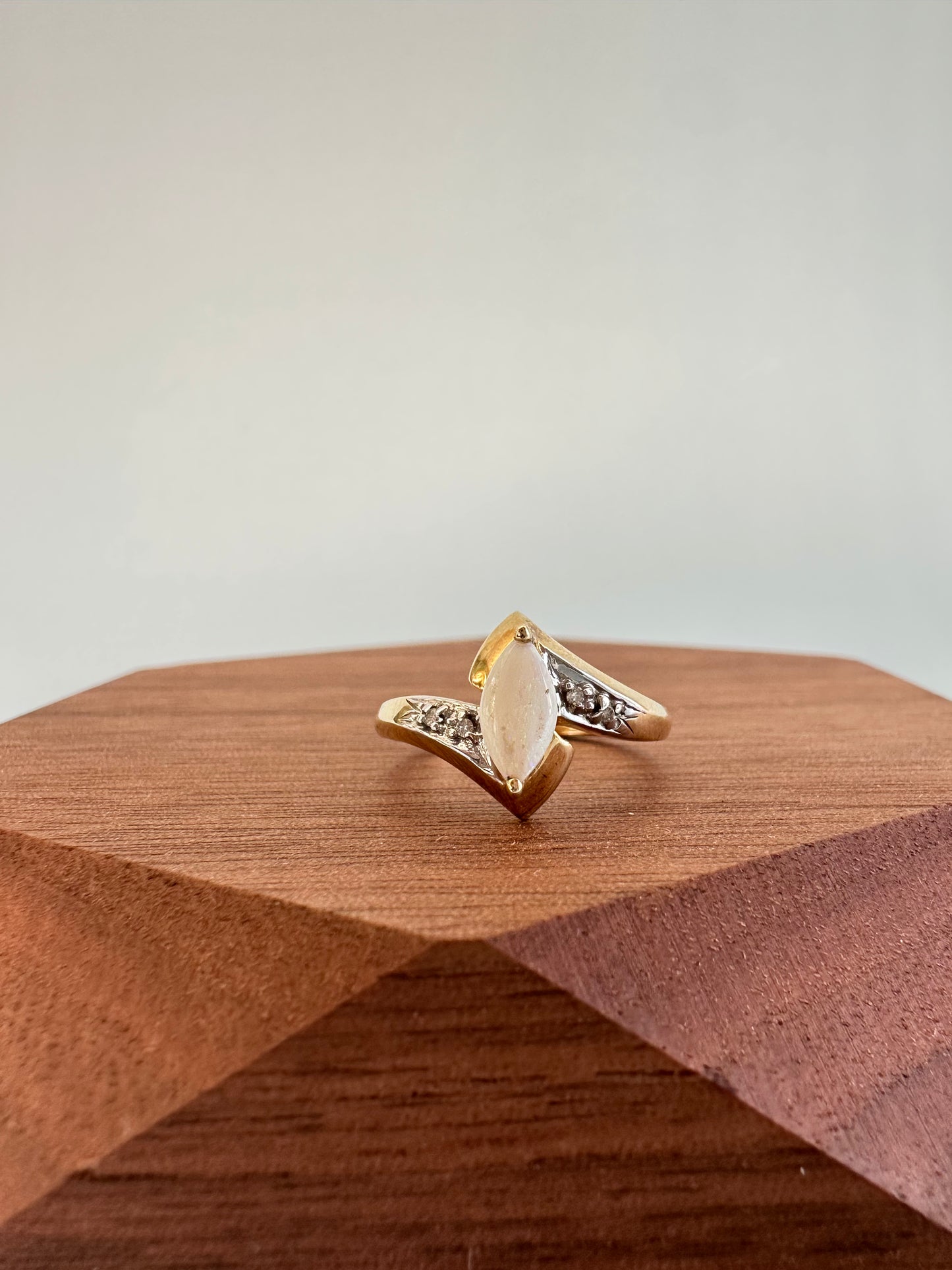Marquis Cut White Opal Ring