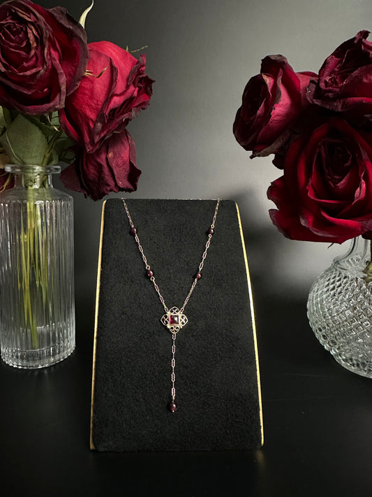 Red Garnet Lavalier Necklace