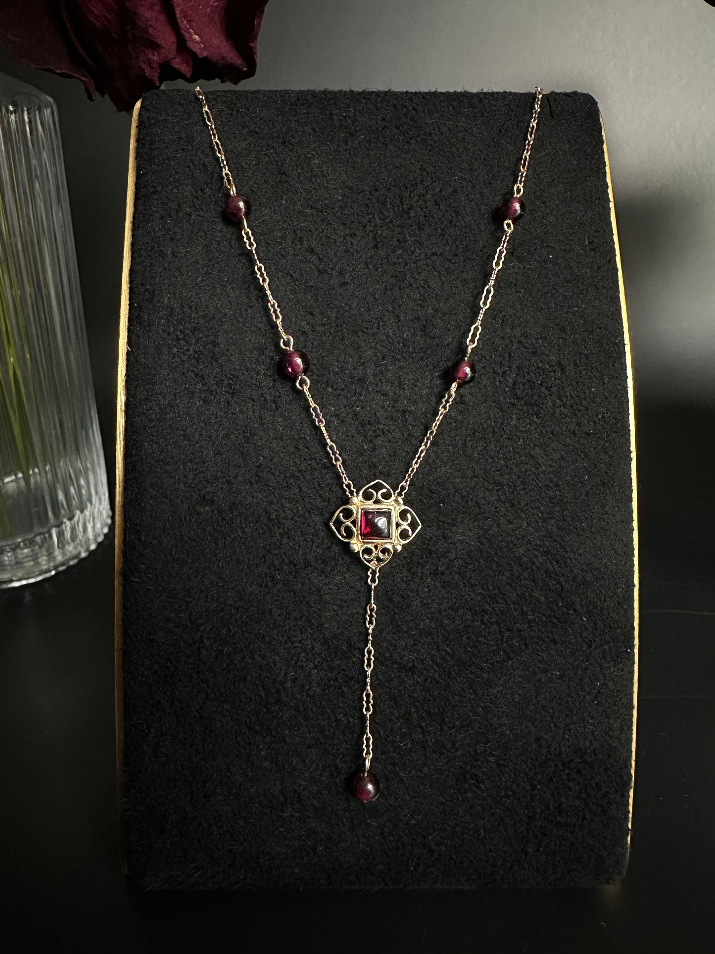 Red Garnet Lavalier Necklace