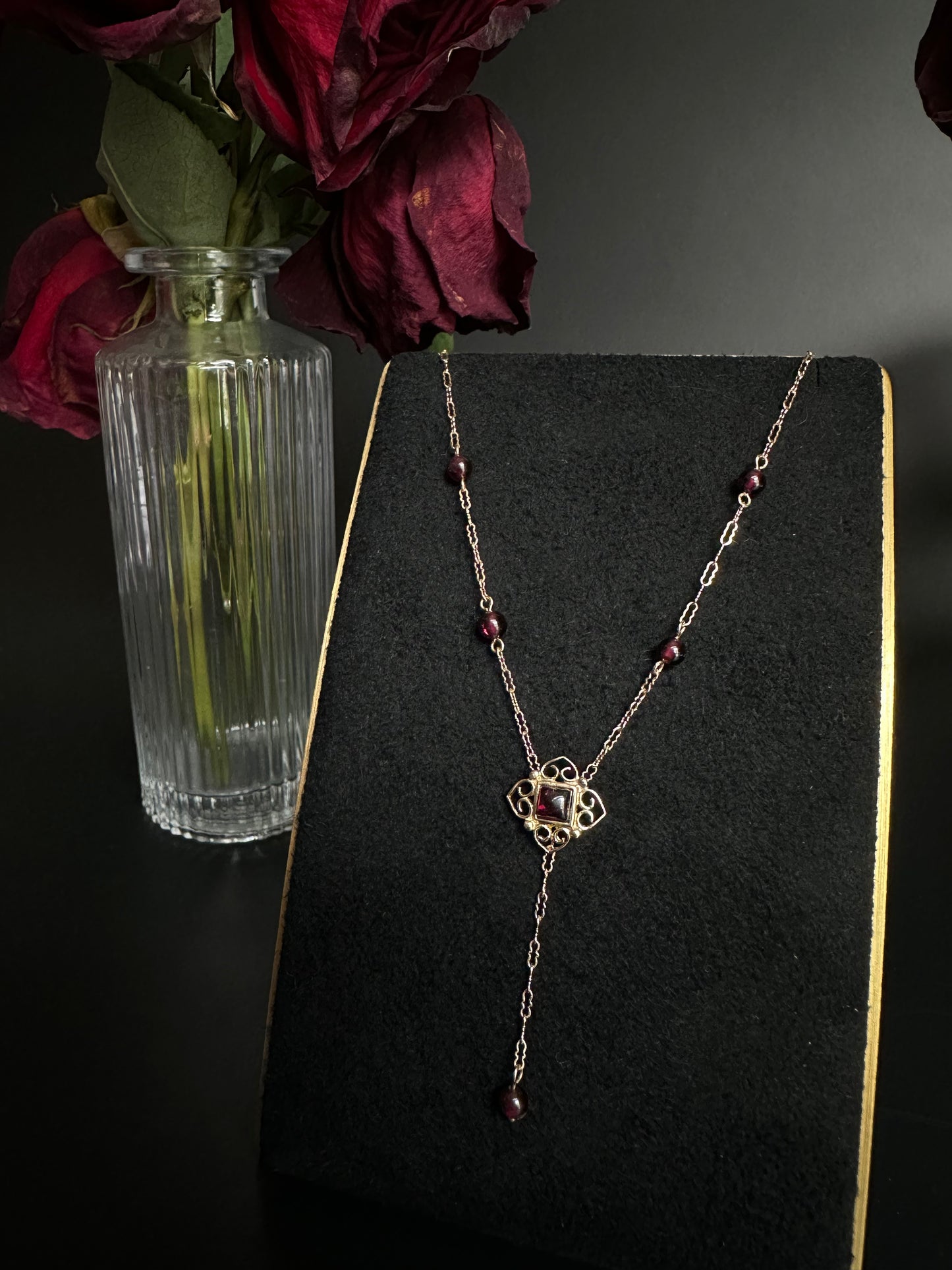Red Garnet Lavalier Necklace