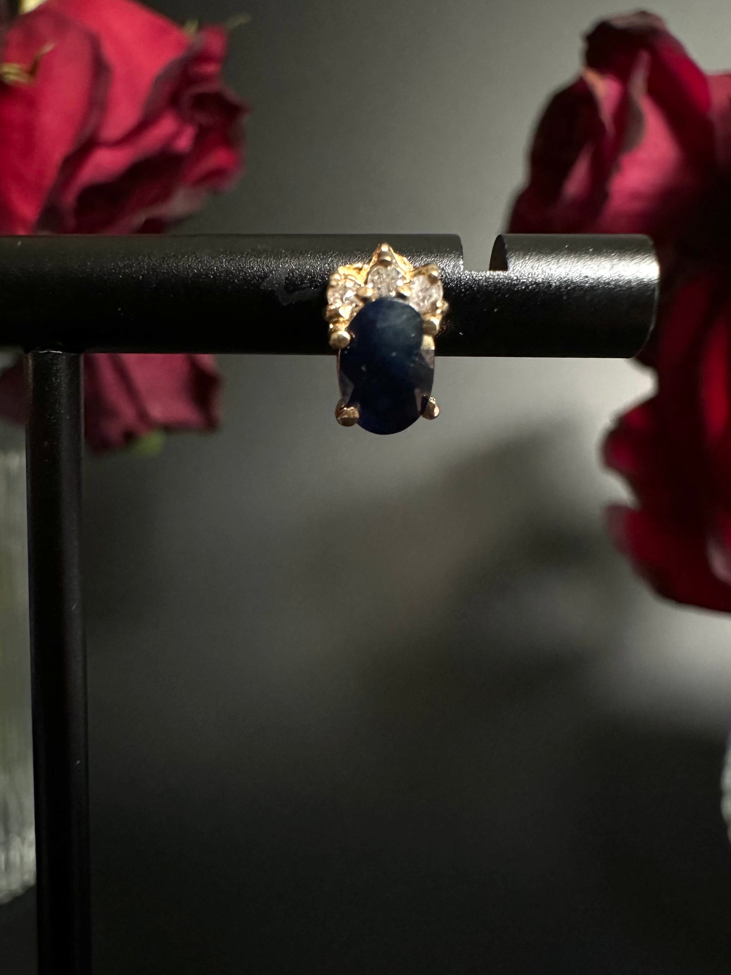 Sapphire Stud Earrings with Diamond Accents