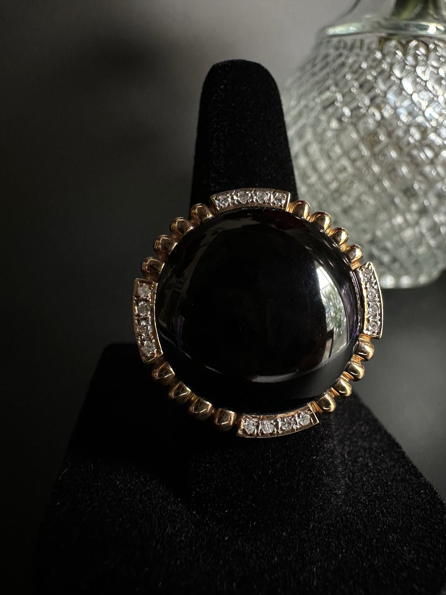 Big Ol Onyx Ring with Diamond Accents