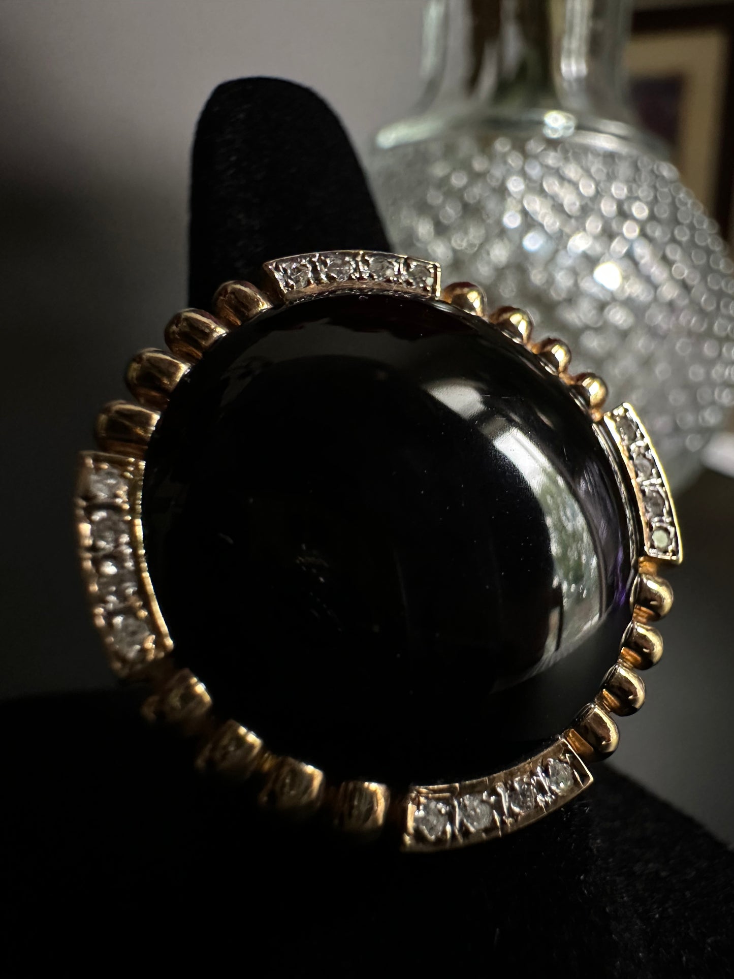 Big Ol Onyx Ring with Diamond Accents