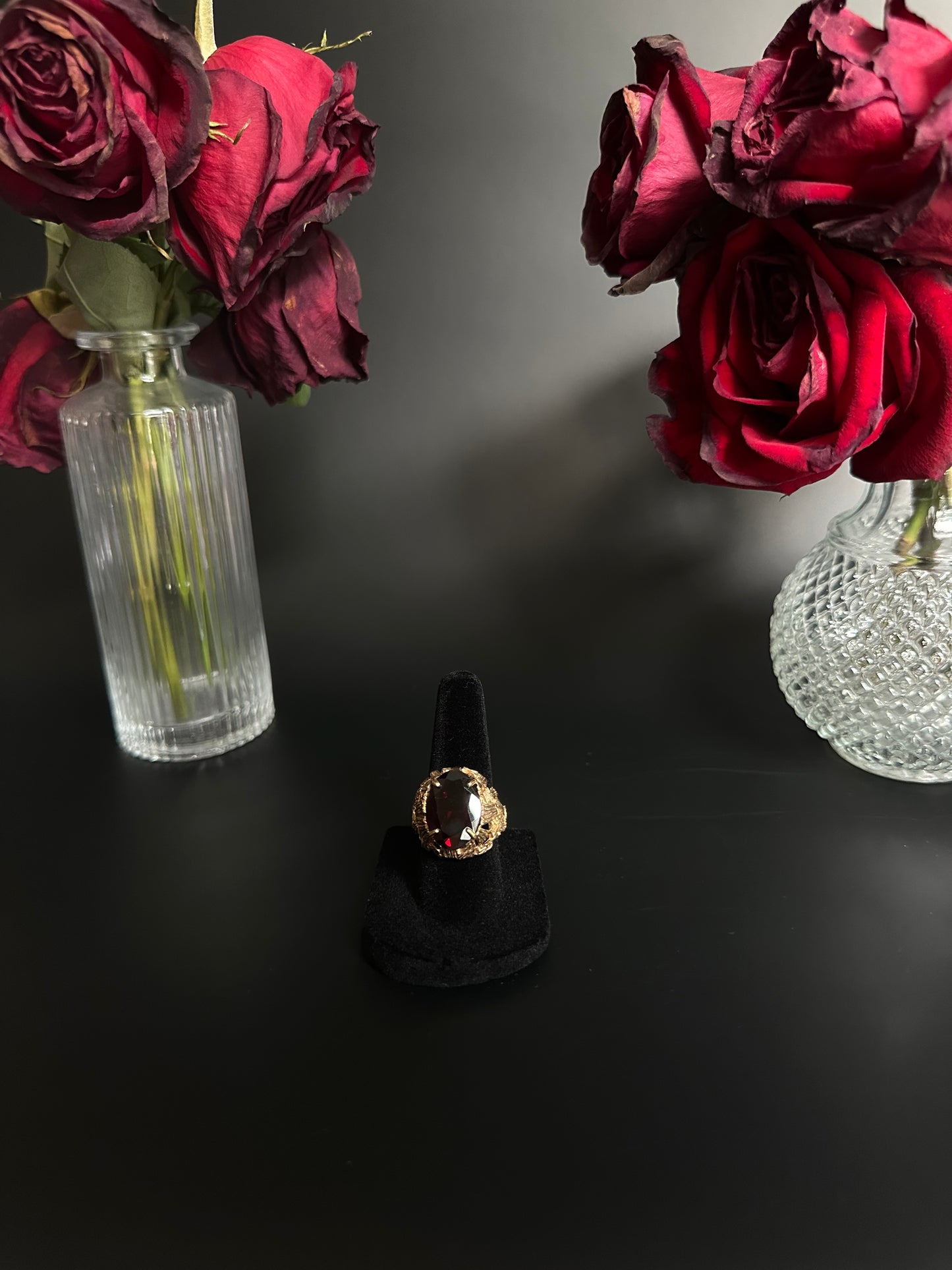 Garnet and Gold Statement Ring