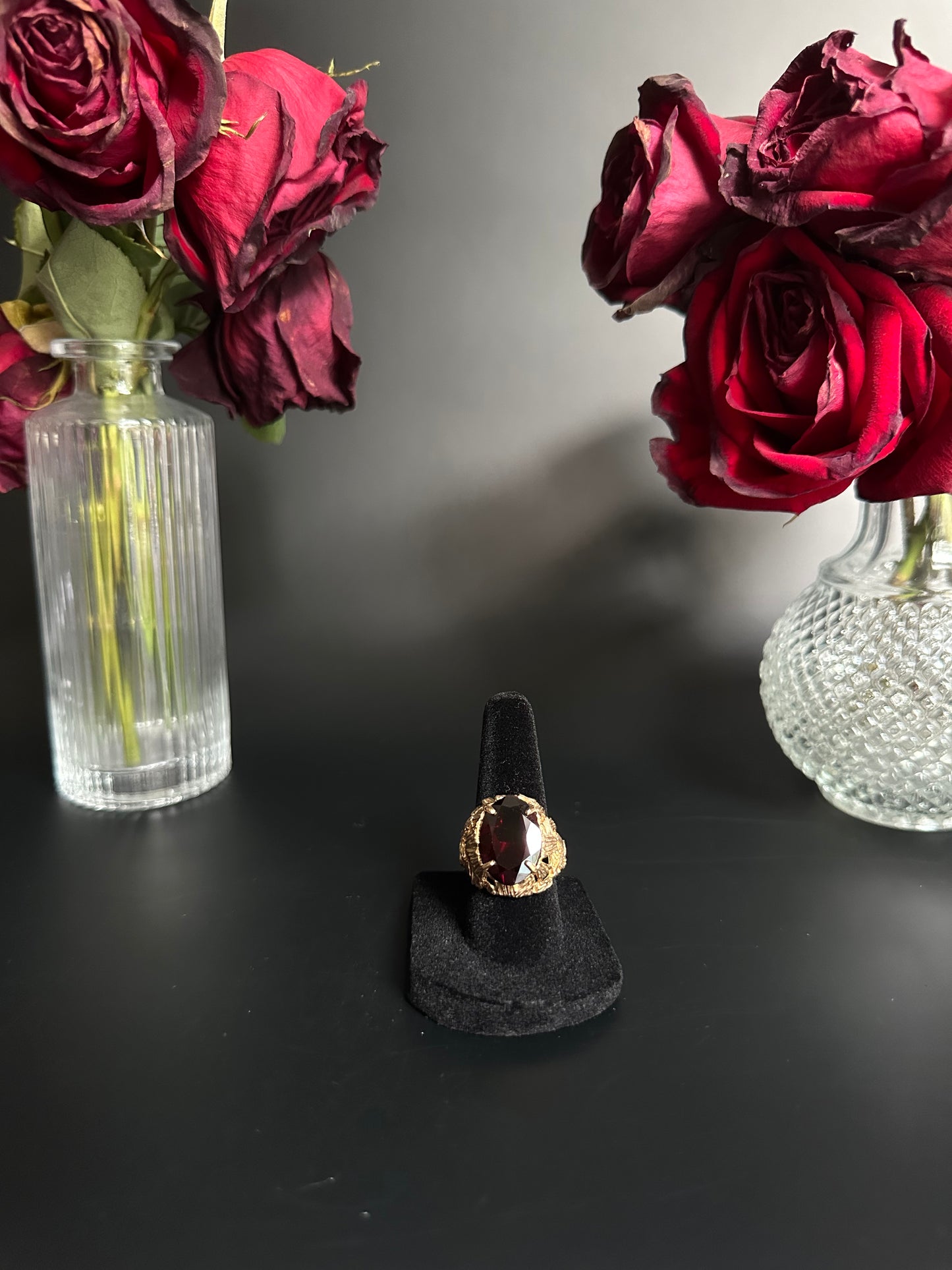 Garnet and Gold Statement Ring