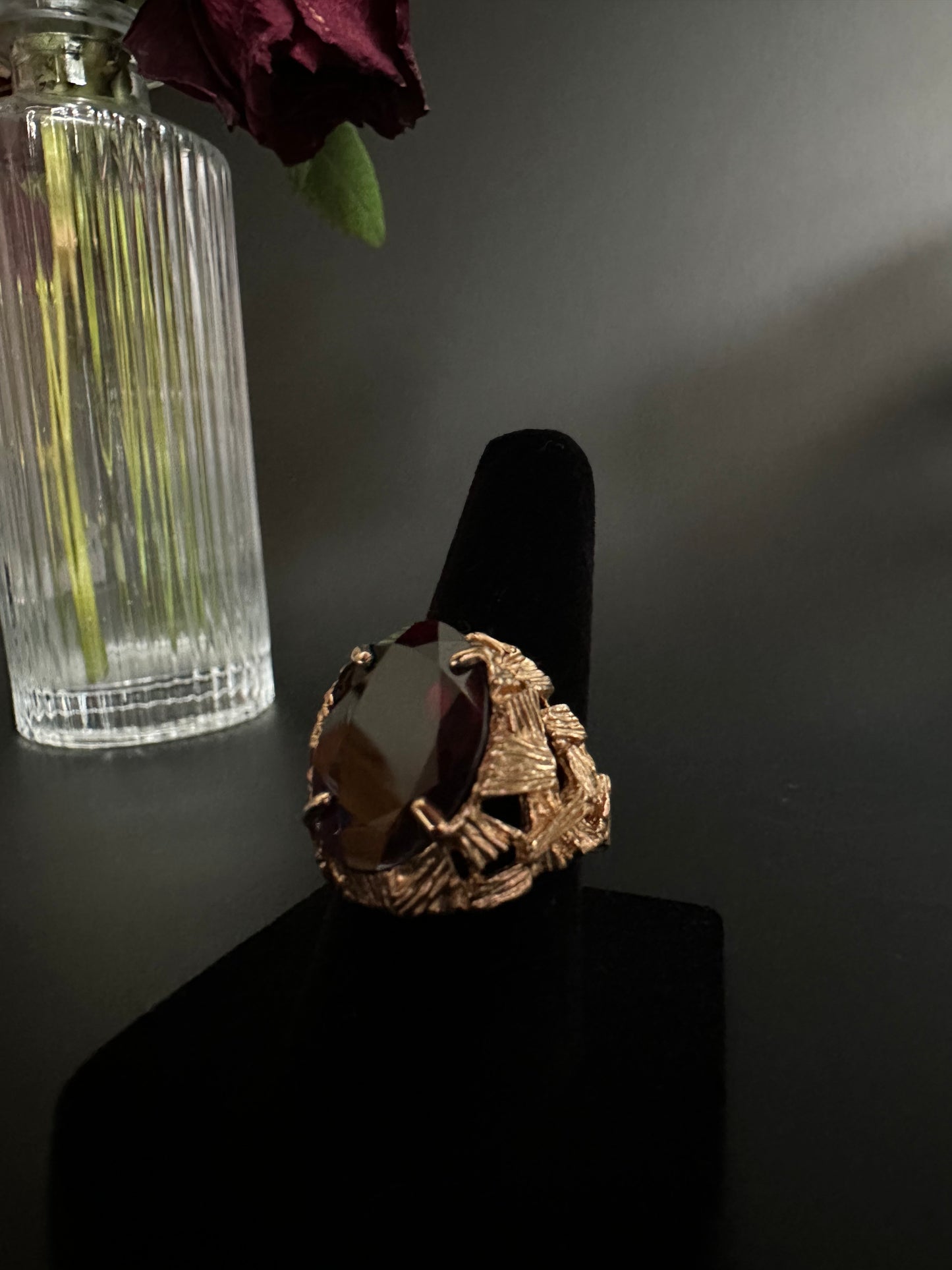 Garnet and Gold Statement Ring