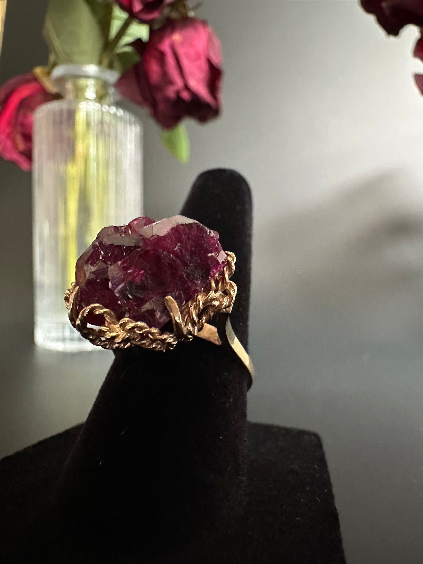 Raw Ruby Ring in Yellow Gold