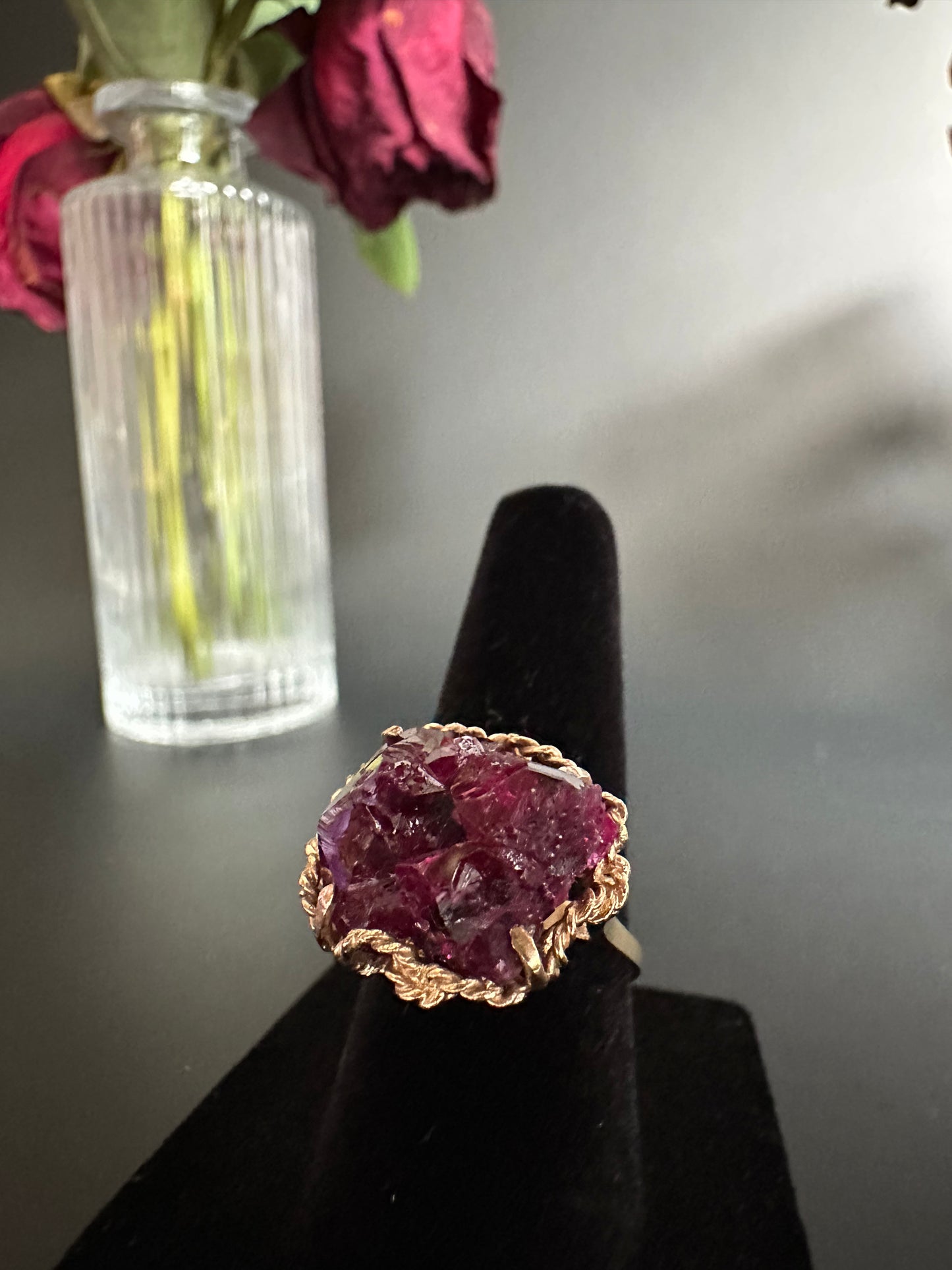Raw Ruby Ring in Yellow Gold