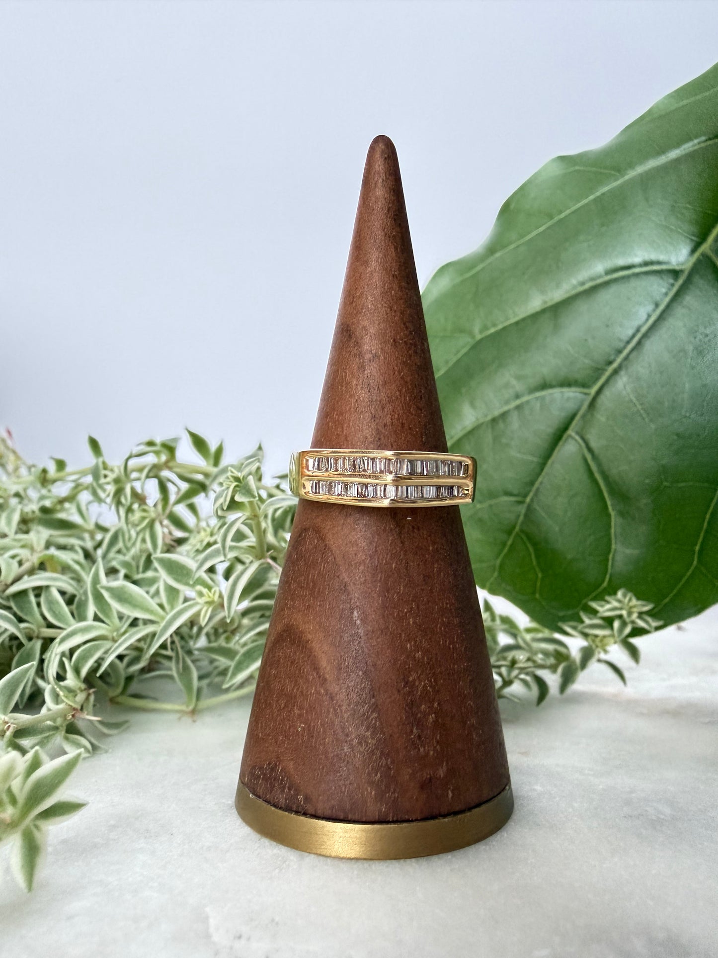 Diamond Ring with Double Baguette Rows