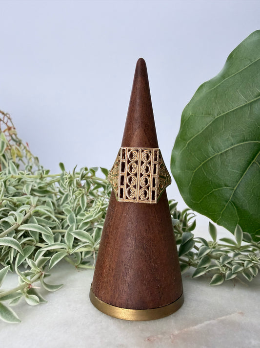 Rectangle Geometric Yellow Gold Ring