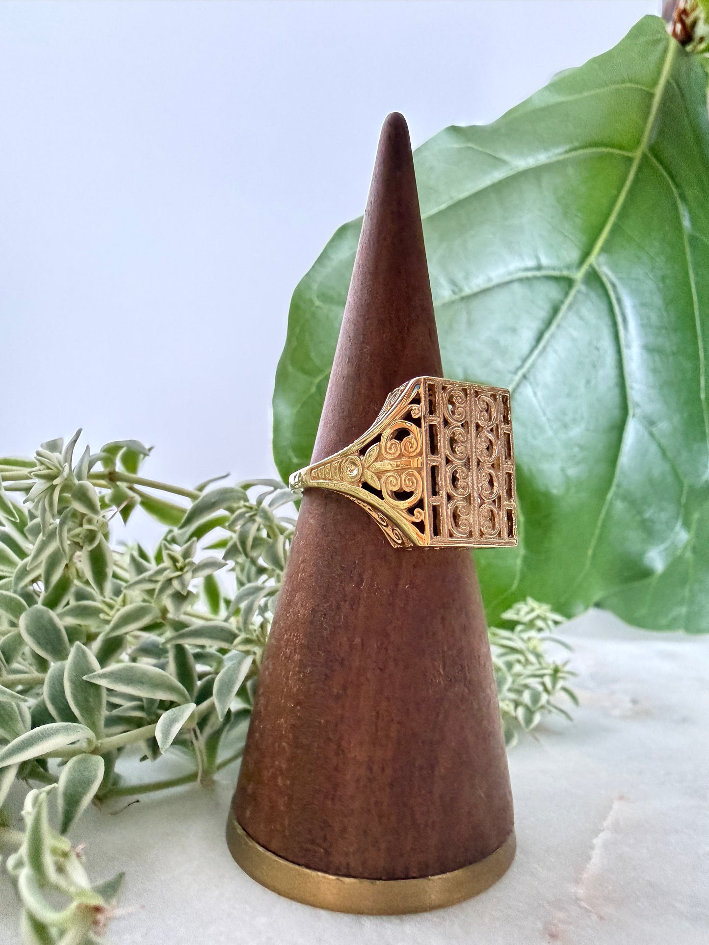 Rectangle Geometric Yellow Gold Ring