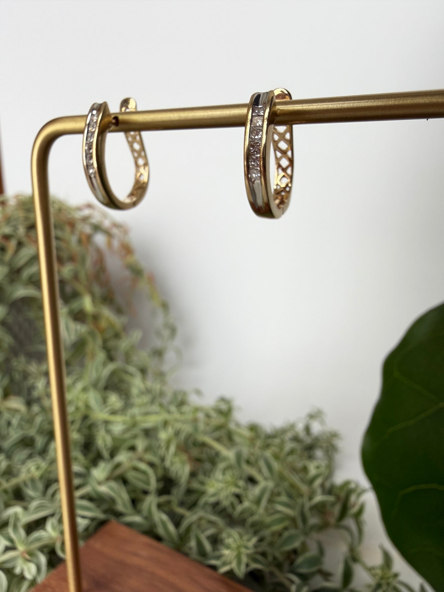 Diamond Hoop Drop Earrings