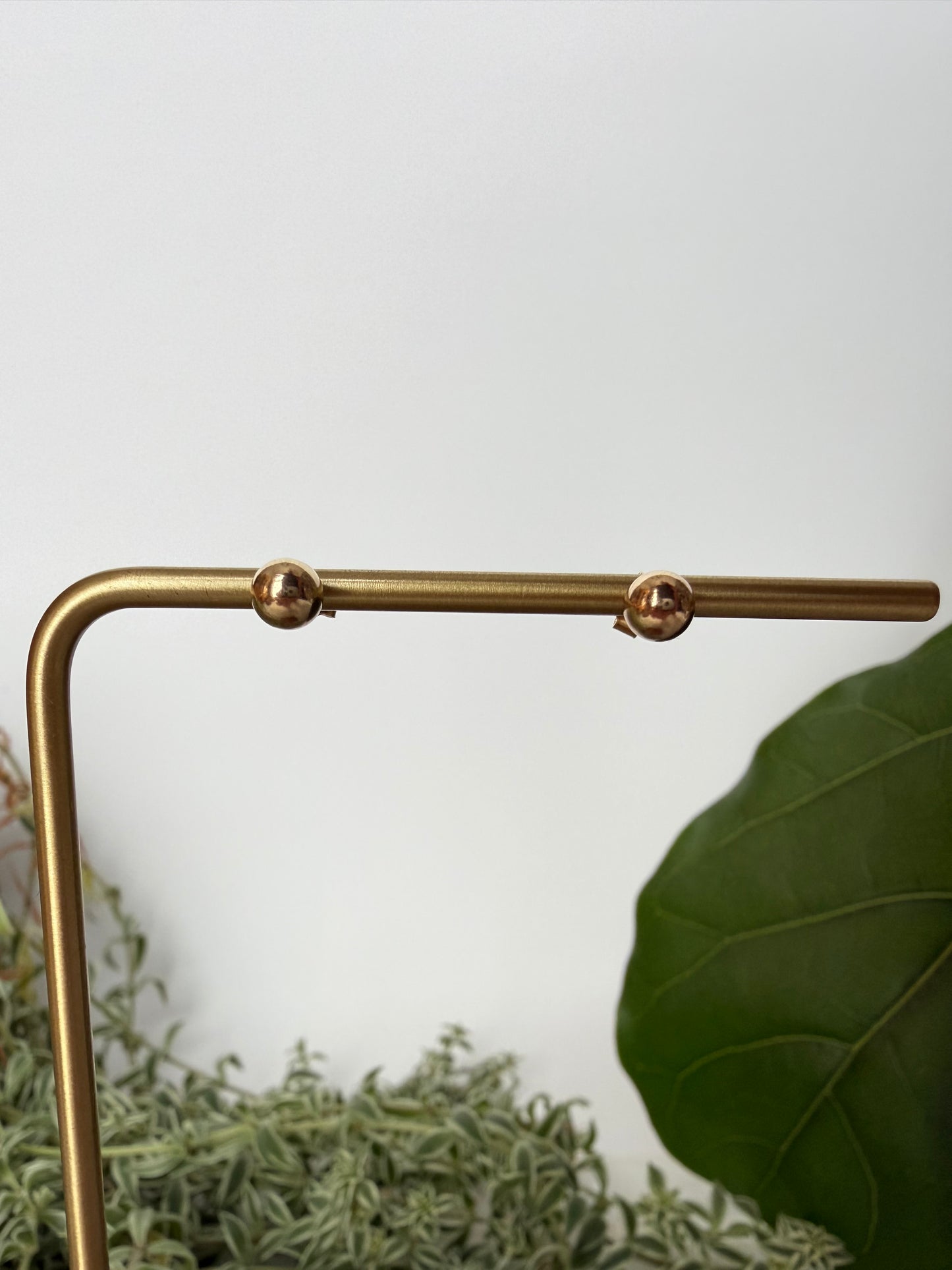 Yellow Gold Round Stud Earrings