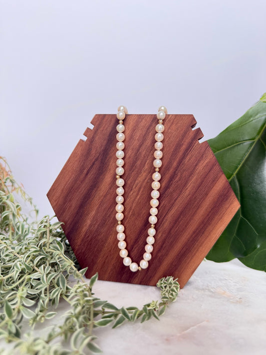 Pearl Necklace with Gold Beads