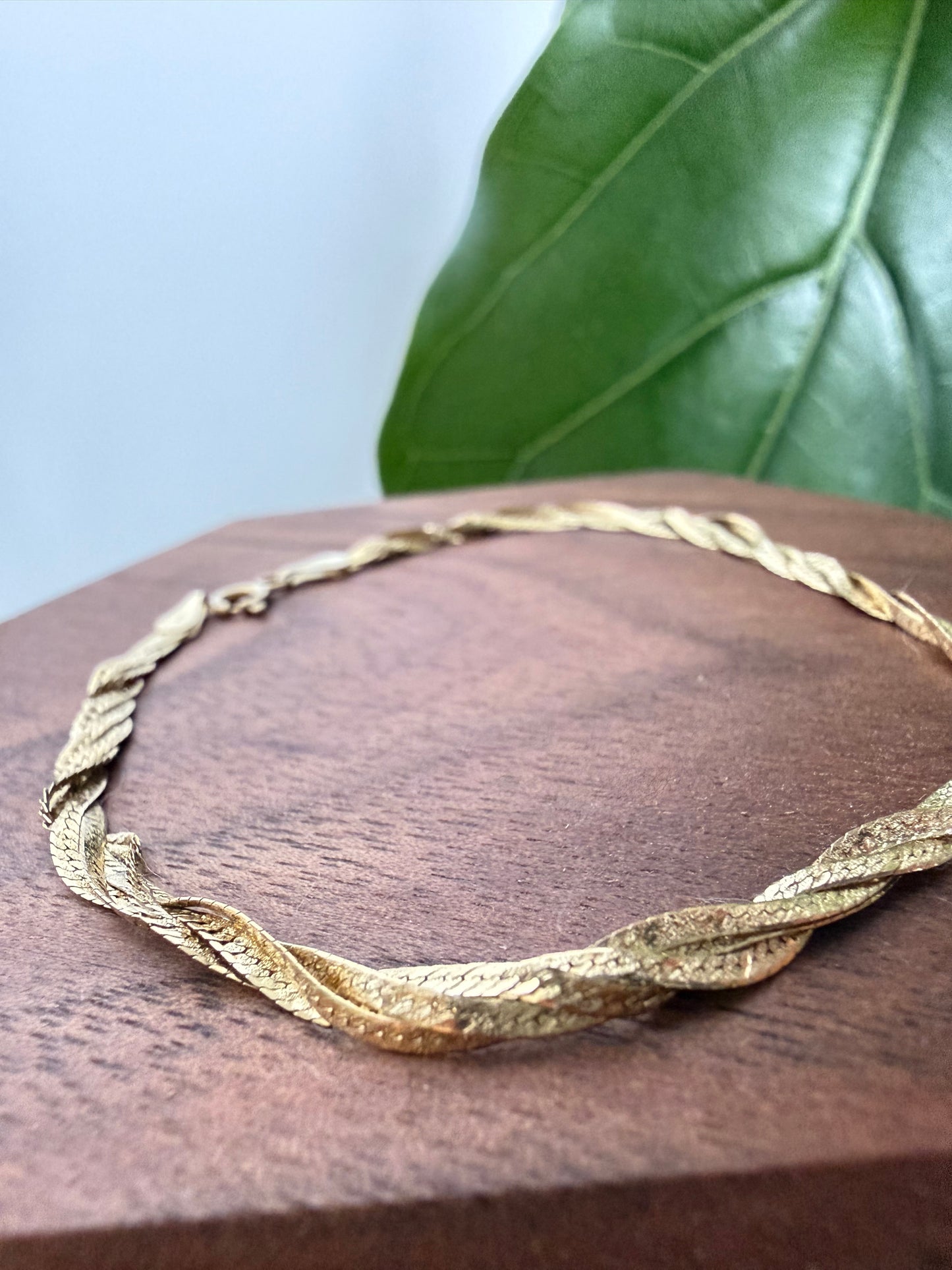 Triple Twisted Herringbone Chain Bracelet