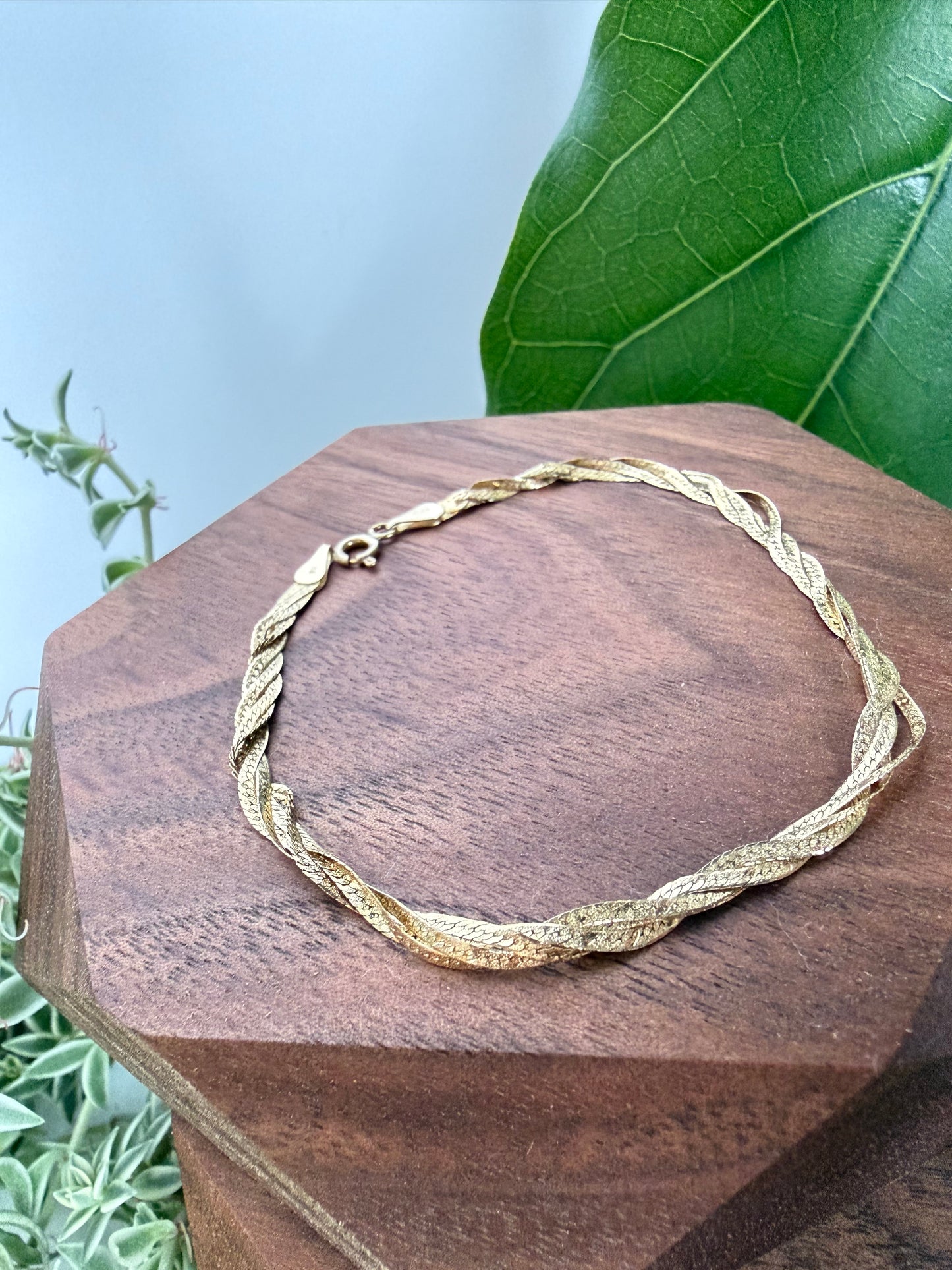 Triple Twisted Herringbone Chain Bracelet