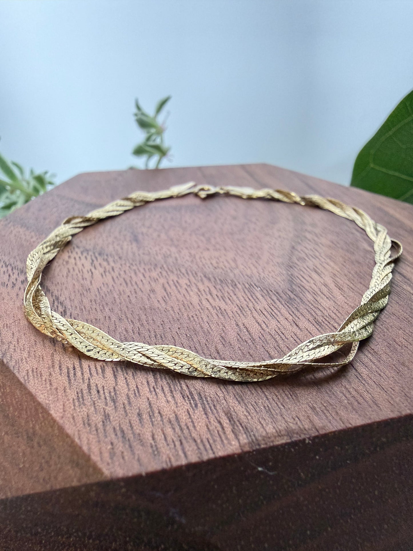 Triple Twisted Herringbone Chain Bracelet