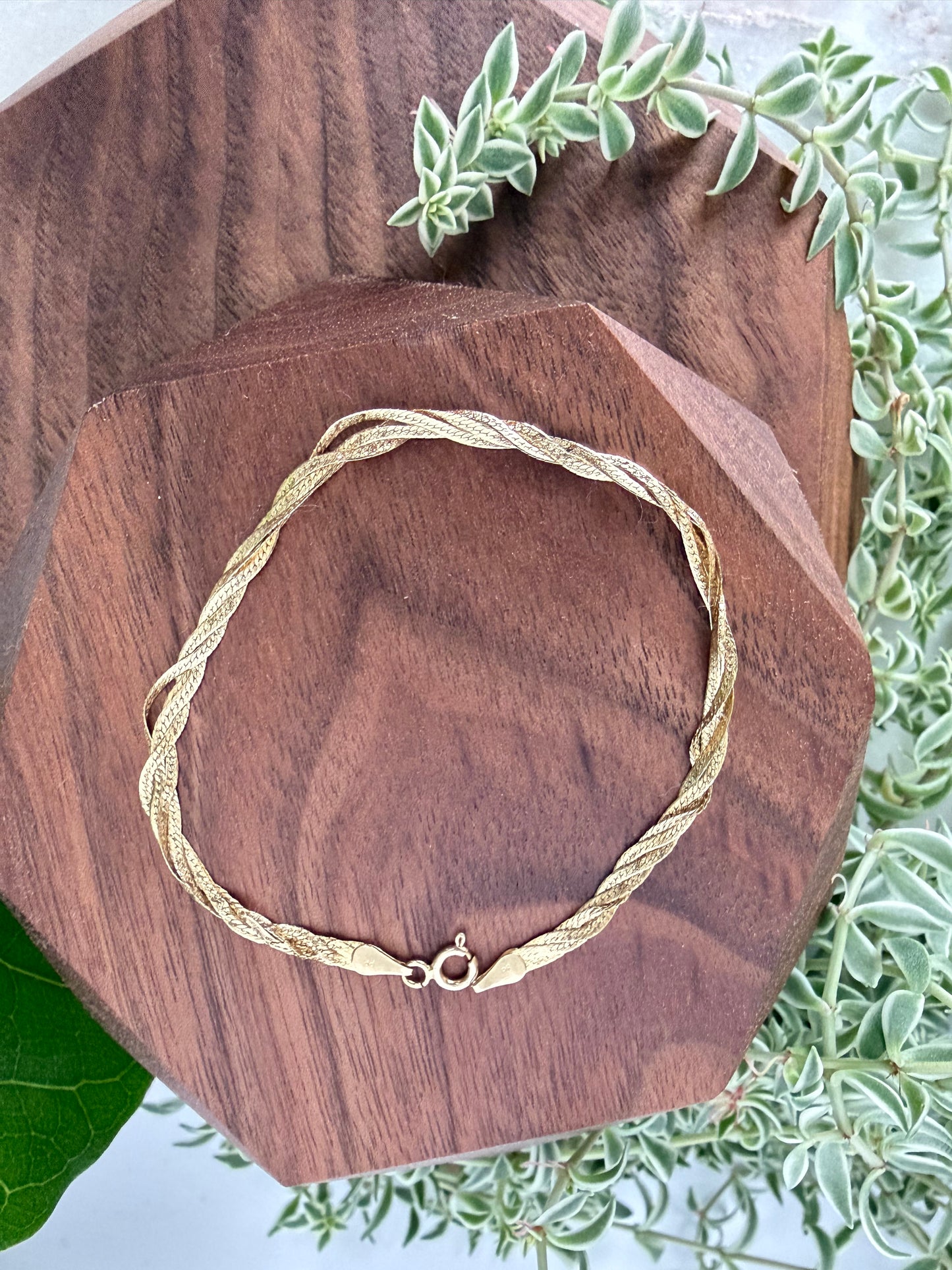 Triple Twisted Herringbone Chain Bracelet